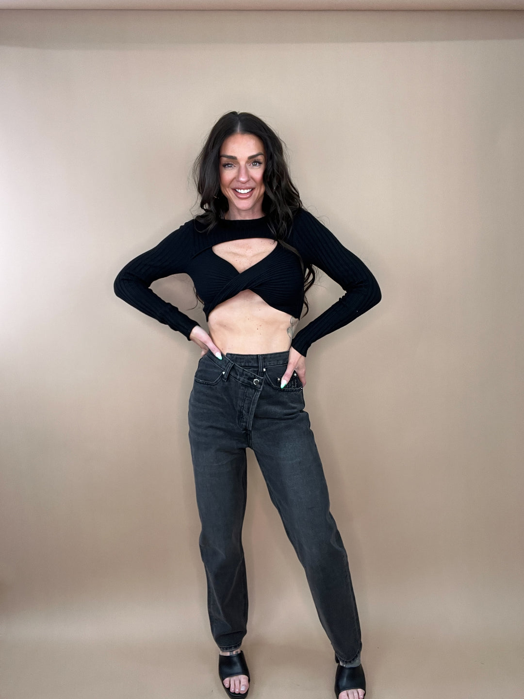 Run Free Asymmetrical Denim in Black
