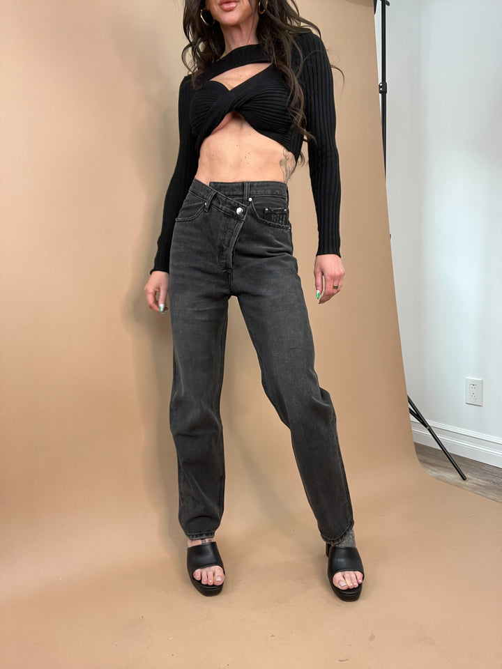Run Free Asymmetrical Denim in Black